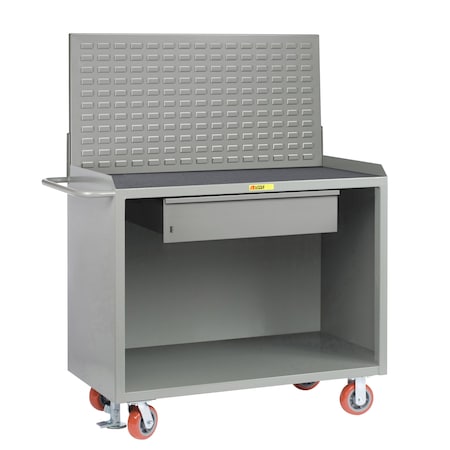 Little Giant Mobile Bench Cabinets, 36"W, HD Drawer, Non-Slip Vinyl Mat, Louvered MM-2436-HDFL-LP